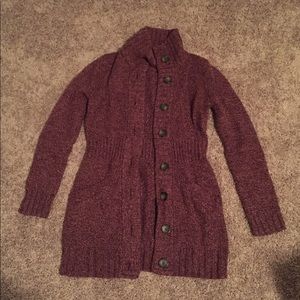 Dark purple, sweater-cardigan